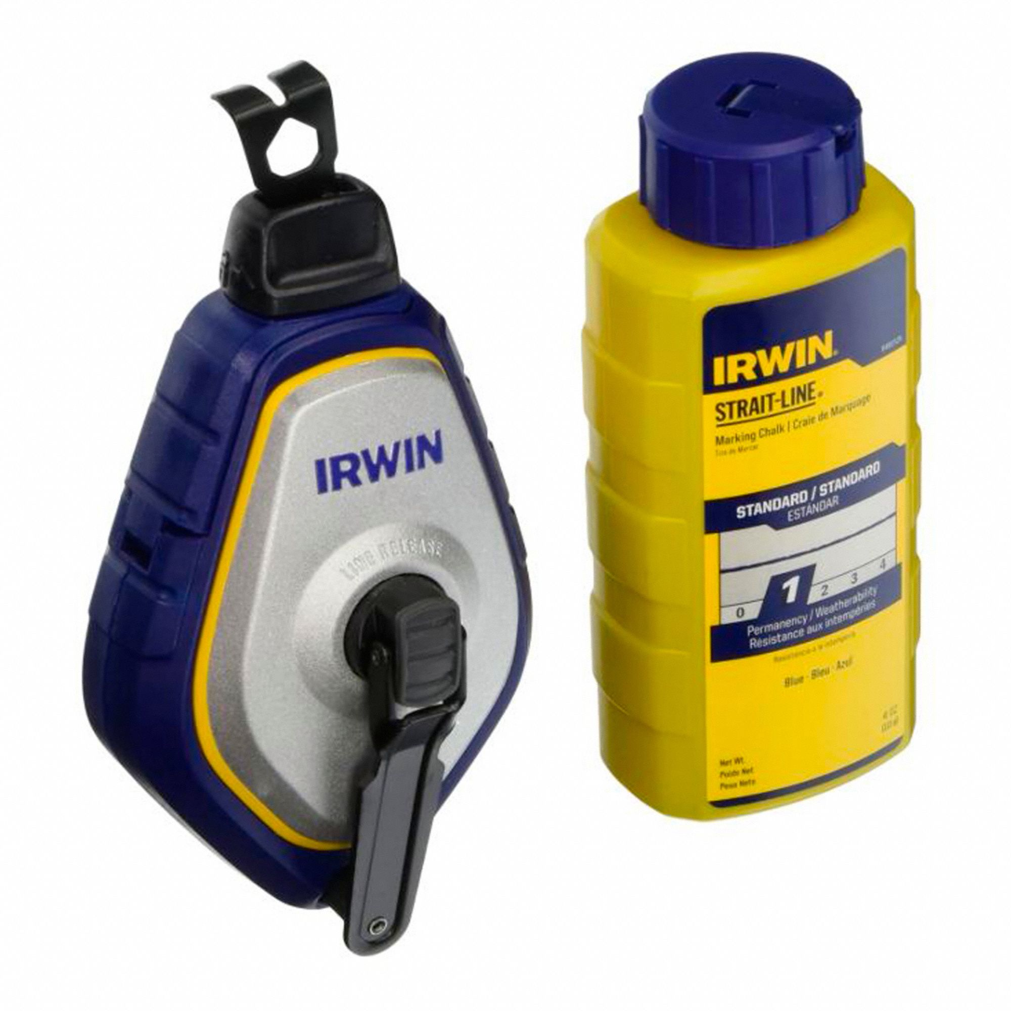 CHALK LINE REEL, 4 OZ, GEAR RATIO 3:1, BLUE/SILVER, 100 FT, ABS/STEEL/POLYESTER