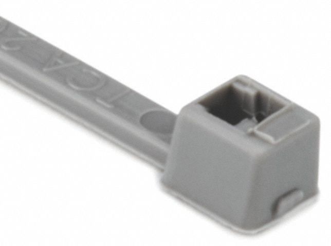 ATTACHES CÂBLES, CLIQUET PLASTIQUE, GRIS, 4PO L/0.05PO D'ÉPAISSEUR, NYLON, PQ 100