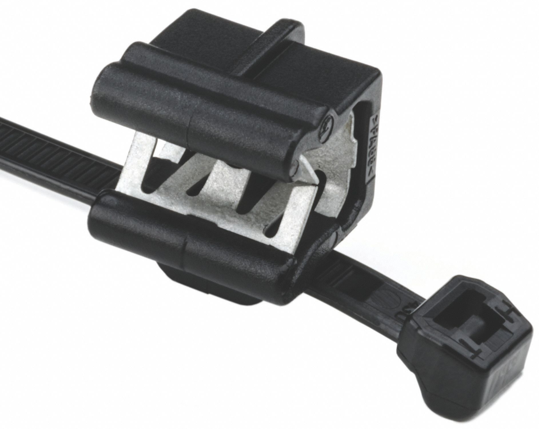 PINCE/ATTACHE MONTABLE P/REBORD, CLIQUET PLAST, -40C 105C, 0.05PO EPAIS/2PO MAX DIA, NYLON, PQ 500