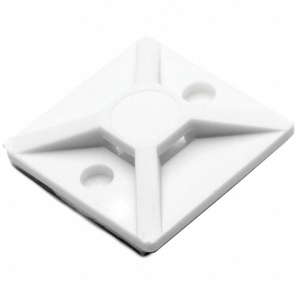 ADHESIVE CABLE TIE MOUNTING BASE, -40 ° C TO 85 ° C, WHITE, NYLON, PK 100