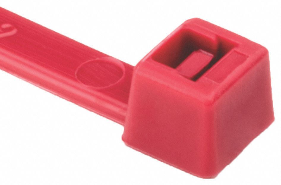 CABLE TIES,PLASTIC PAWL,UL 2/21,-40 ° C TO 85 ° C,RED,15.4 X 0.05 IN/4.33 IN MAX DIA,NYLON,PK 100