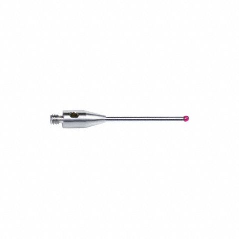 M2 Stylus: CMM Straight Stylus, Ball, Straight, 0.039 in Ruby Ball Tip, M2 Stem Thread Size