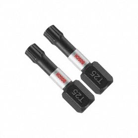 Impact Driver Bits, Torx(TM), T25, 1" L, PK2