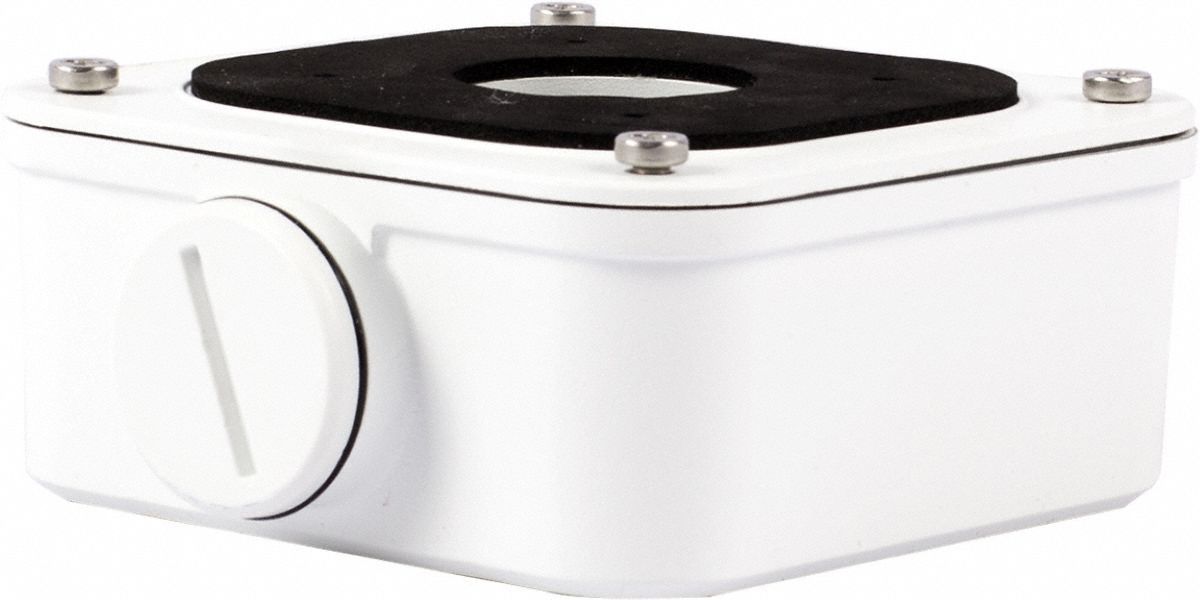 VISION Back Box for CCTV Camera: Bracket, Ceiling/Wall, Metal Alloy, IP67, Indoor/Outdoor, White (MPN IVM-JB5A). Key specifications — Mount Type: Bracket; Indoor/Outdoor Usage: Indoor; Features: Conduit back box; IP Rating: IP67; Color: White; Includes Mounting Hardware: Yes; Material: Metal Alloy; Mounting Location: Wall.