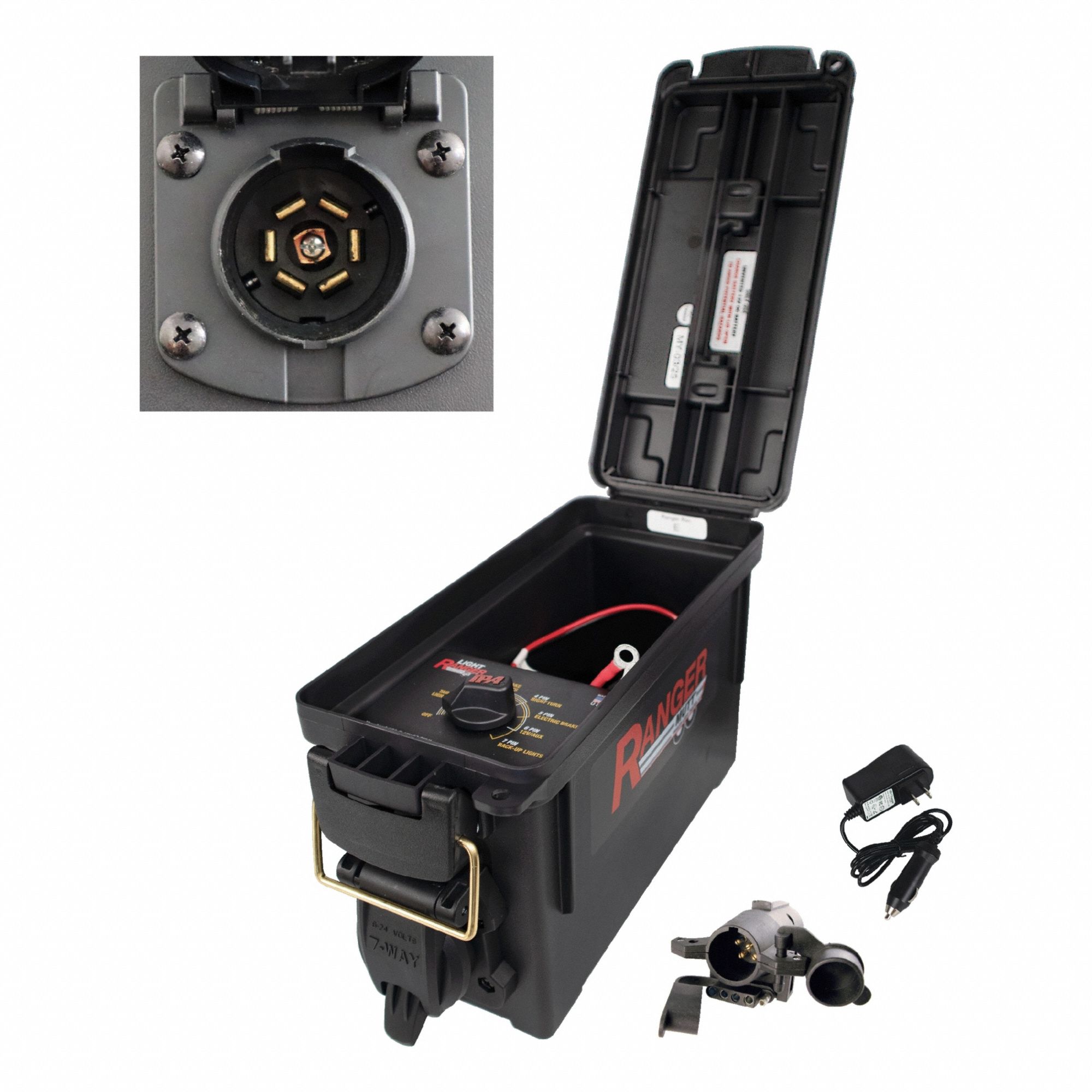 TRAILER TESTER: Stationary, Plastic, 7-Way Blade, Manual, 12V DC