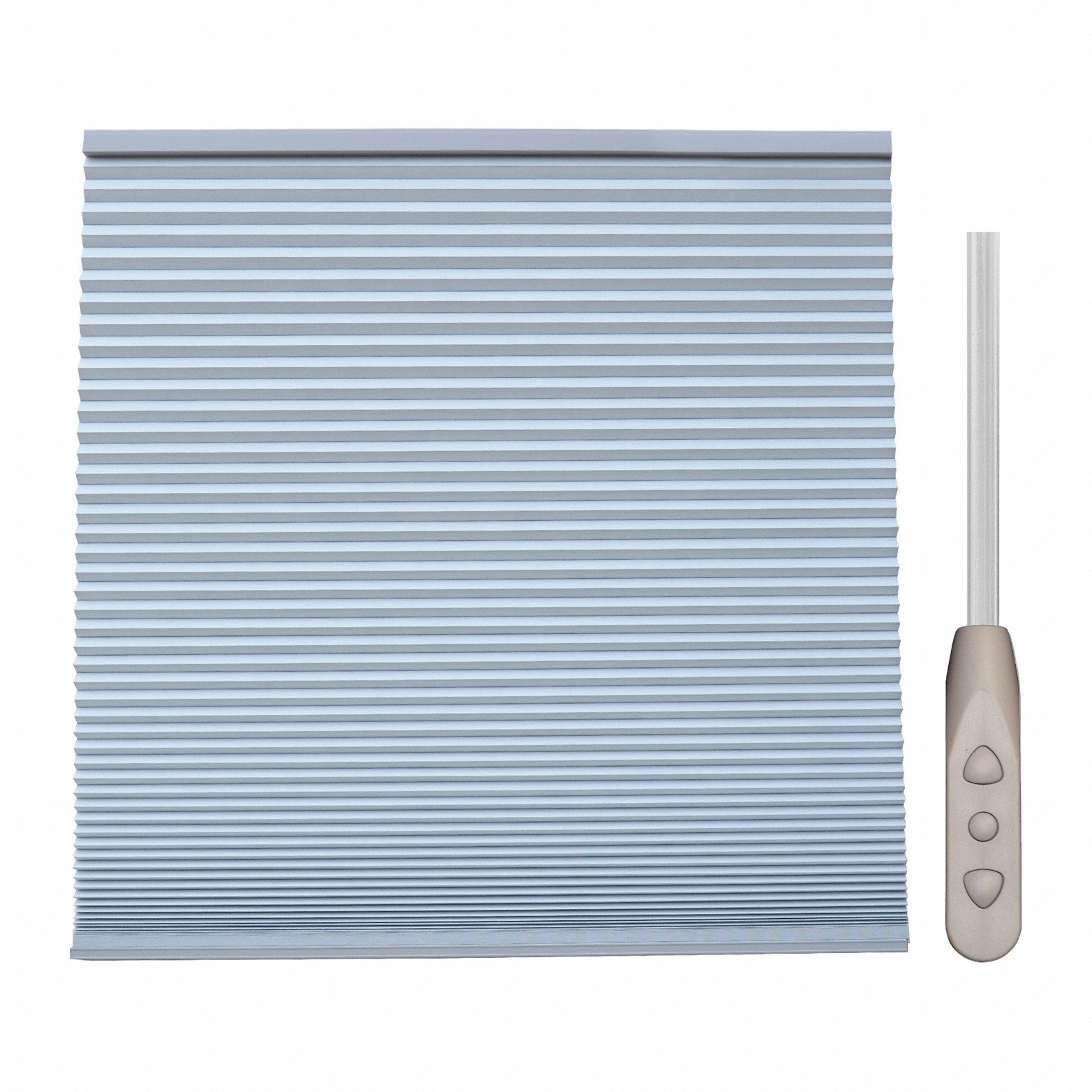 Motorized Wand Cellular Shade: Blackout, 72 in Ht, 68 in Wd, 3/8 mm Thick, Gray