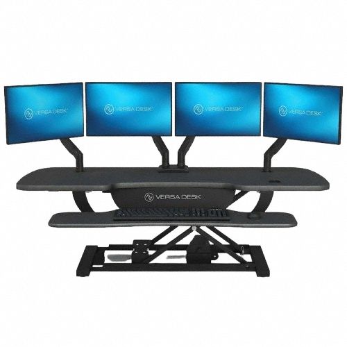 Electric Sit-Stand Desk: Electronic, Black, Compressed Wood, 48 in Overall Wd