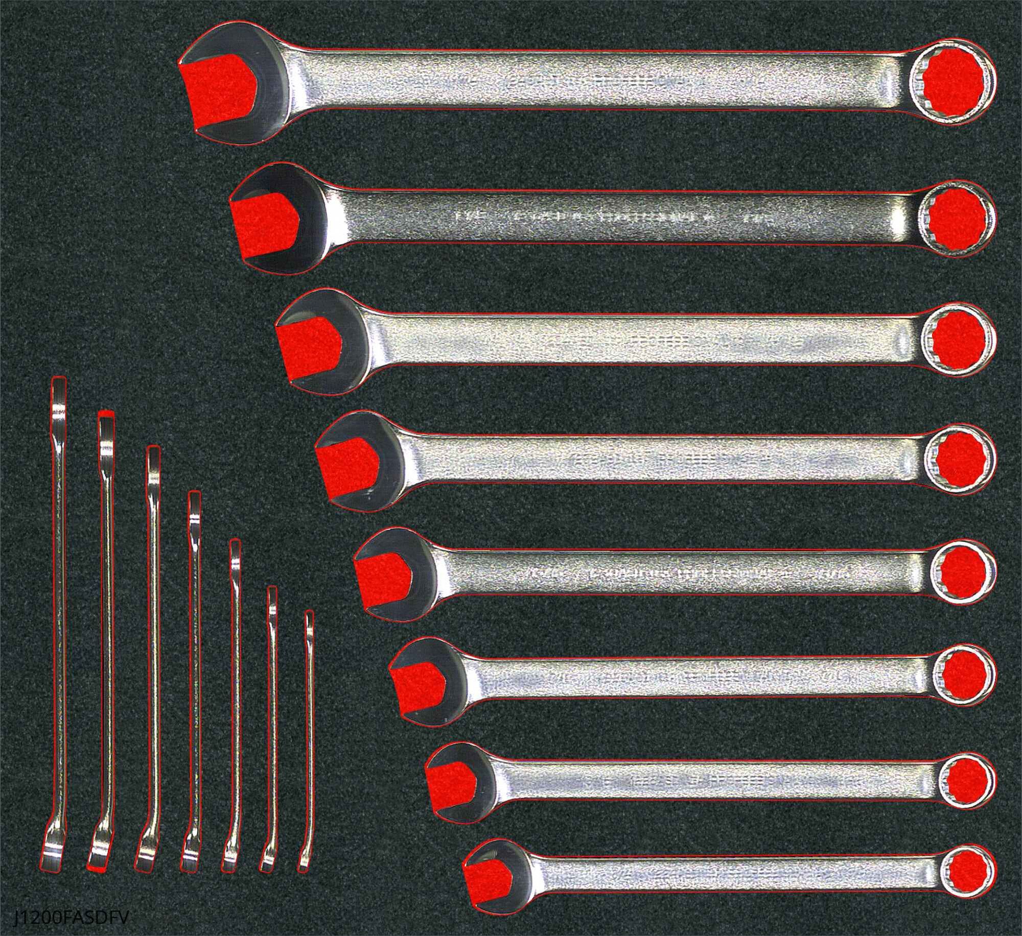 Combination Wrench: Alloy Steel, Satin, 15 Tools, 5/16 in to 1 1/4 in Range of Head Sizes