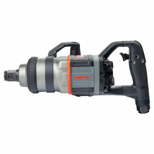 PROTO Air Impact Wrench: Full-Size, 1 in Drive, D-Handle, 1/2 in NPT Air Inlet, Std, Through Hole (MPN J199WD). Key specifications — attr1321013: NPT; attr1321026: No; attr1321019: Full-Size; attr1321030: PROTO; attr1321012: Standard.