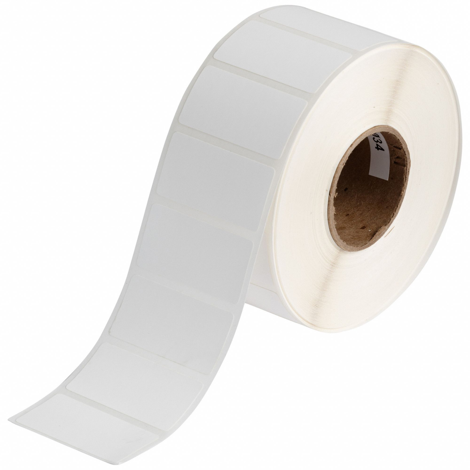 Pre-Cut Label Stock Roll: 1 in x 2 in, Acrylic, Permanent Adhesive, 750 Labels, J2000, Permanent