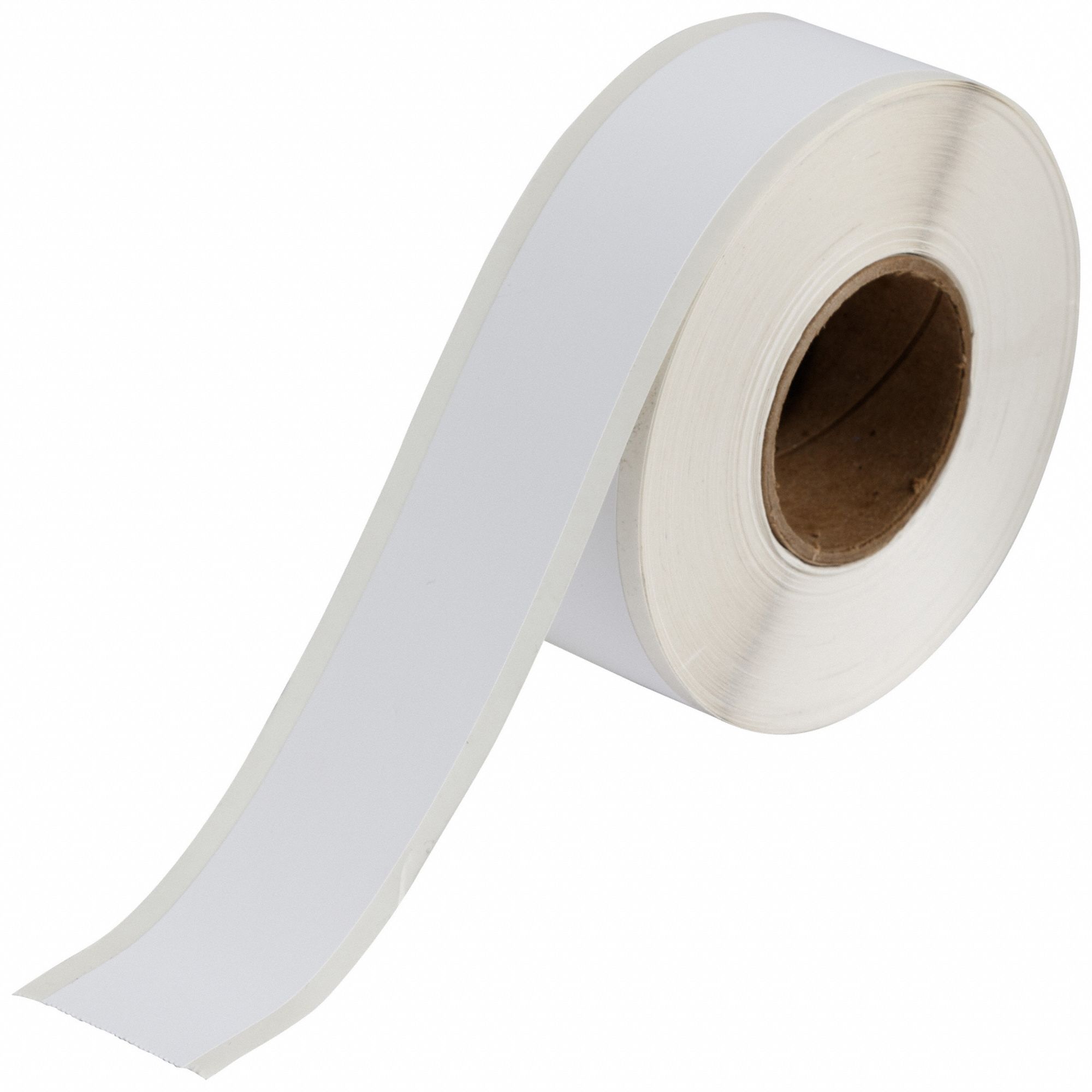 Continuous Label Stock: 1 1/8 in x 100 ft, Polyester, White (Matte), Indoor