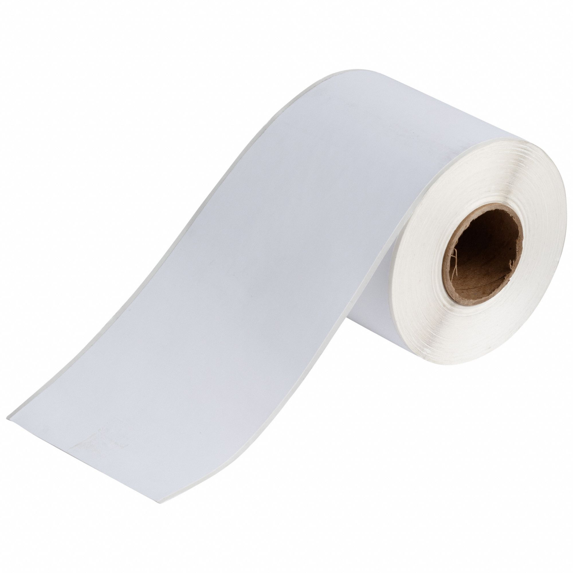 Continuous Label Stock: 4 in x 100 ft, Polyester, White (Matte), Indoor