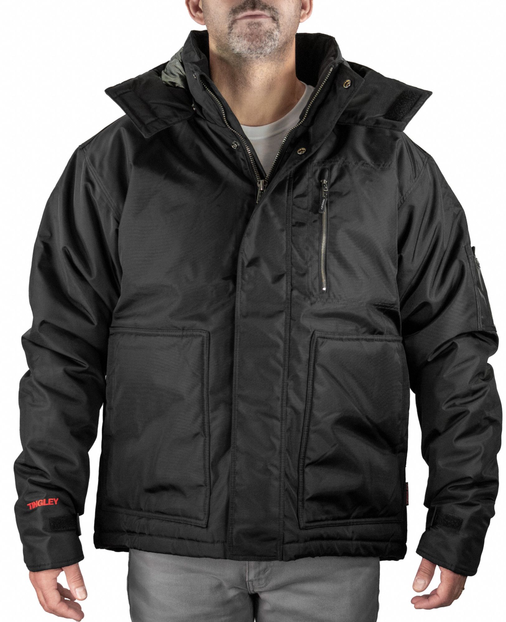Insulated Jacket: Jacket, Unisex, 2XL, Black, Regular, Insulated for Cold Conditions, Nylon
