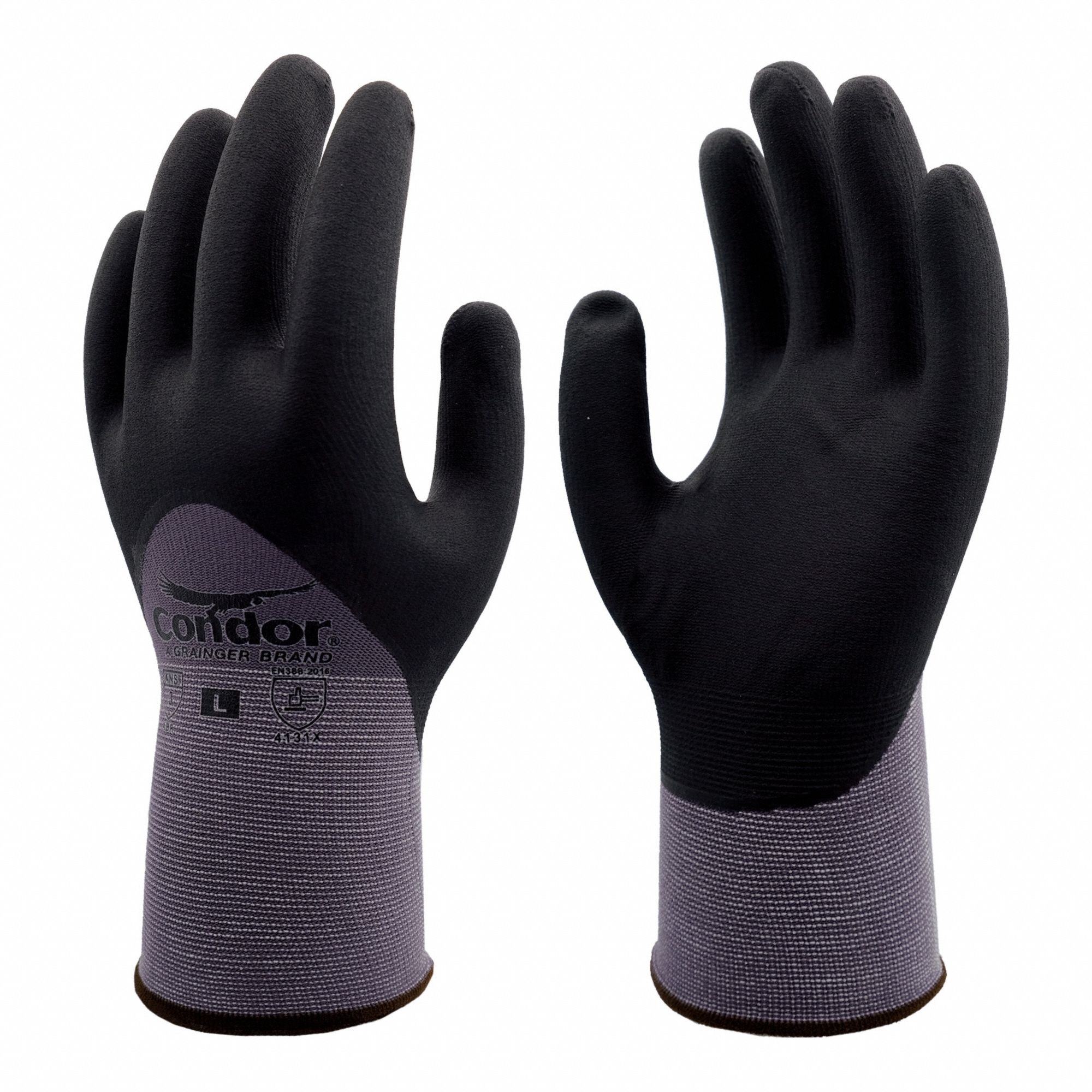 Knit General Purpose Gloves: 2XL ( 11 ), Micro Foam, Nitrile, 3/4, Dipped, Full Finger, 12 PK