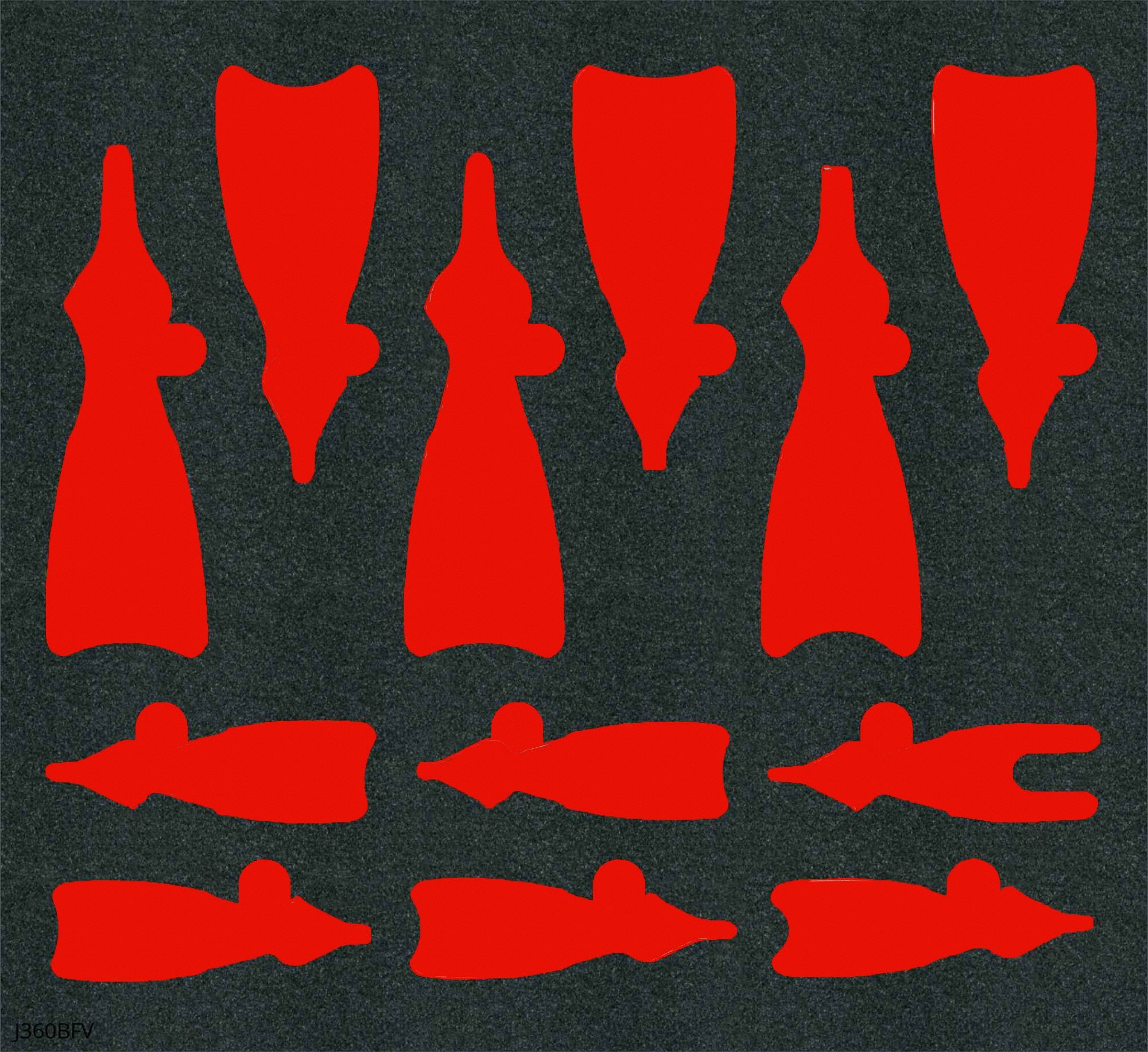 Foam Insert: Black/Red, 23 in Overall Wd, 16 in Overall Lg, 12 Compartments, Polyethylene Foam