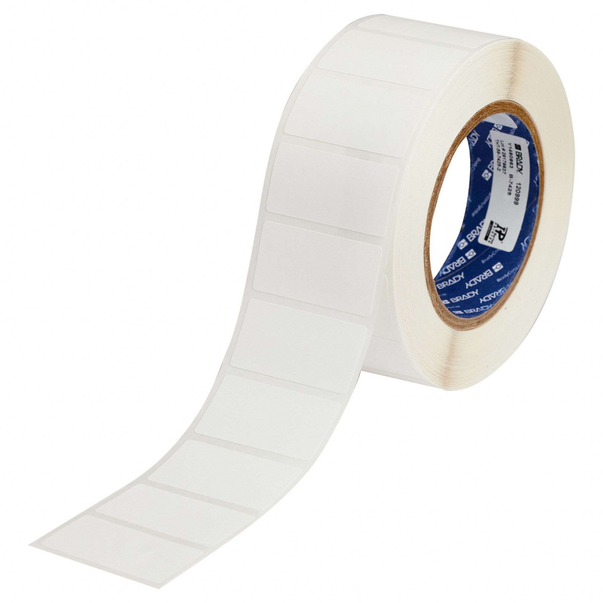 Pre-Cut Label Stock Roll: 1 in x 2 in, Acrylic, Permanent Adhesive, 1, 000 Labels, J4000, Permanent