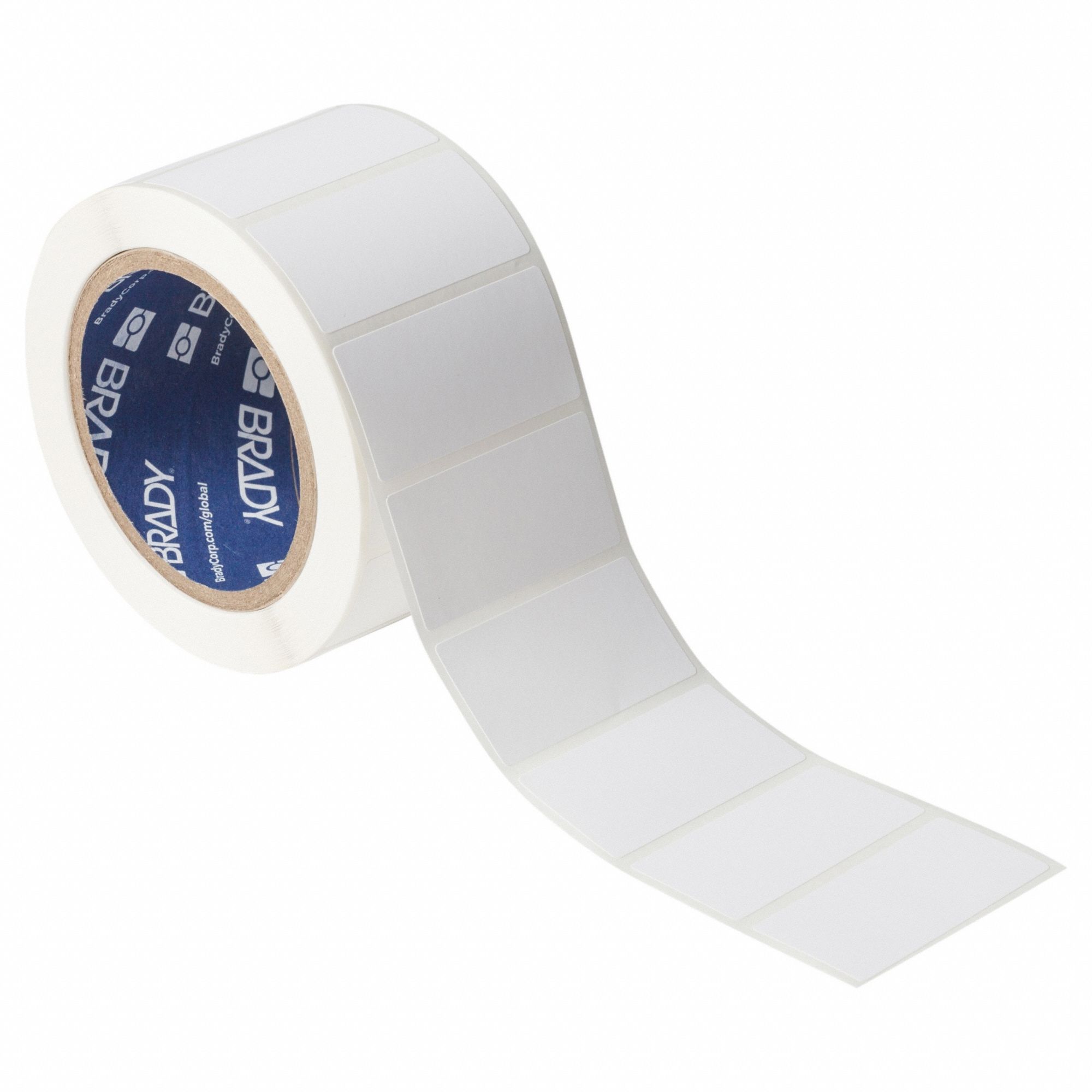 Pre-Cut Label Stock Roll: 1 1/4 in x 2 1/2 in, Acrylic, Permanent Adhesive, 850 Labels, J4000