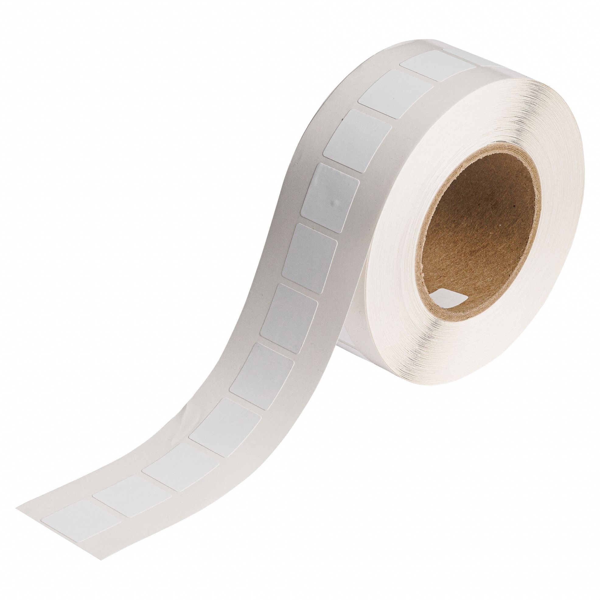 Pre-Cut Label Stock Roll: 1 in x 1 in, Acrylic, Permanent Adhesive, 1, 500 Labels, J4000, Permanent