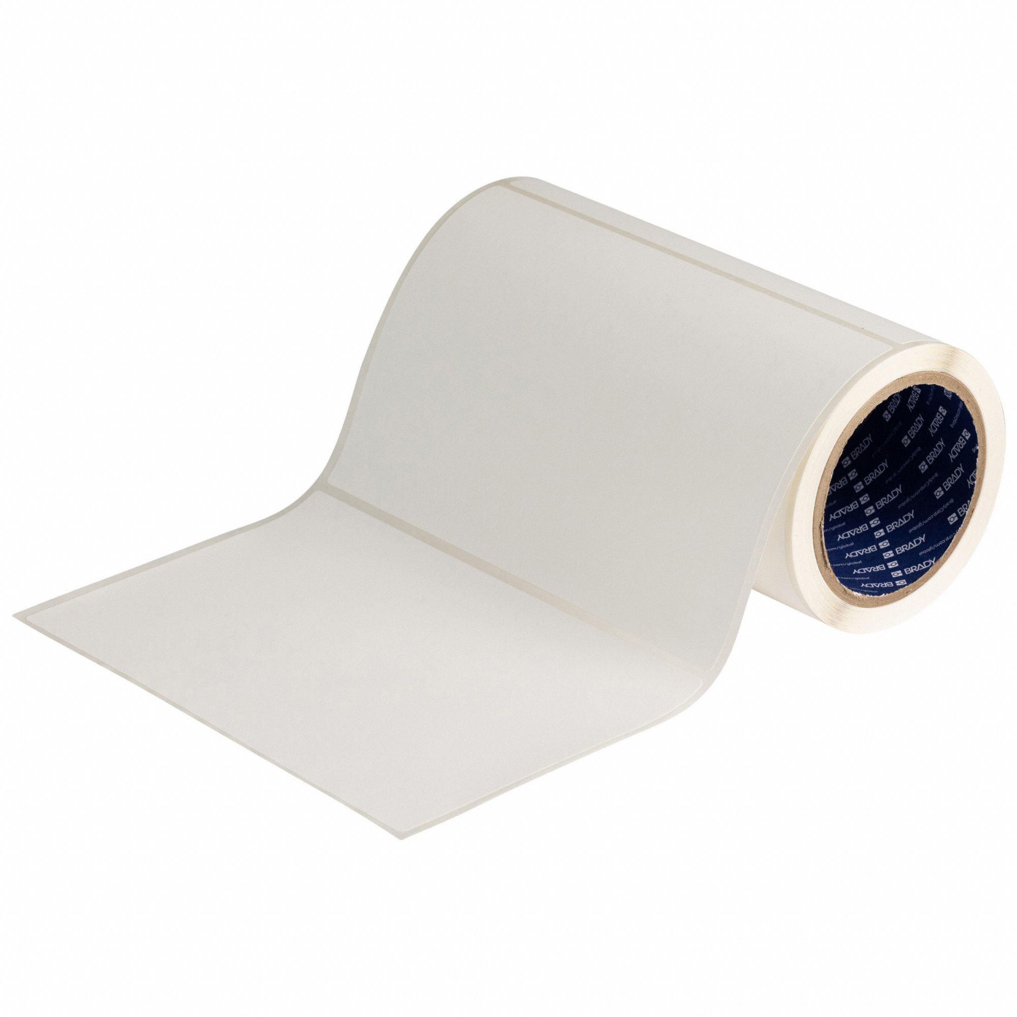 Pre-Cut Label Stock Roll: 5 1/4 in Label Ht, 8 in Label Wd, 5 1/4 in Roll Lg, White