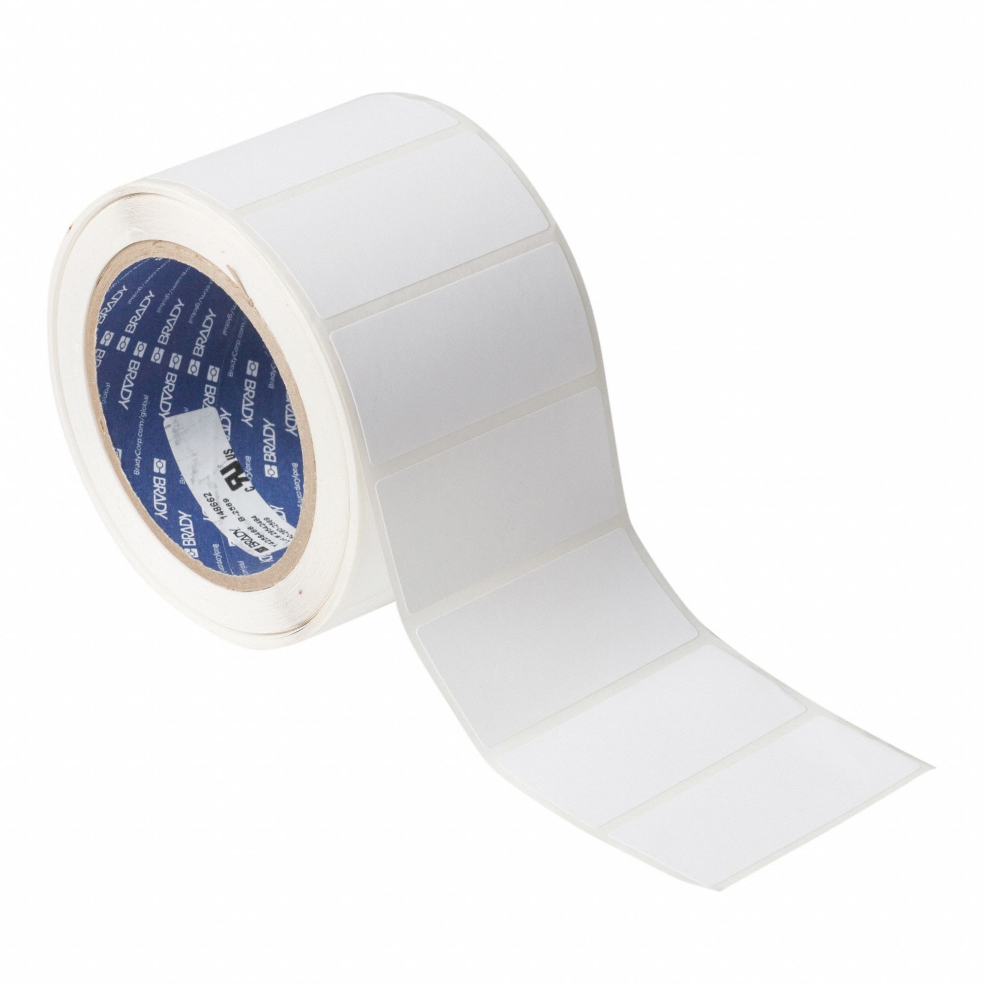 Pre-Cut Label Stock Roll: 1 1/4 in x 2 3/4 in, Acrylic, Permanent Adhesive, 850 Labels, J4000