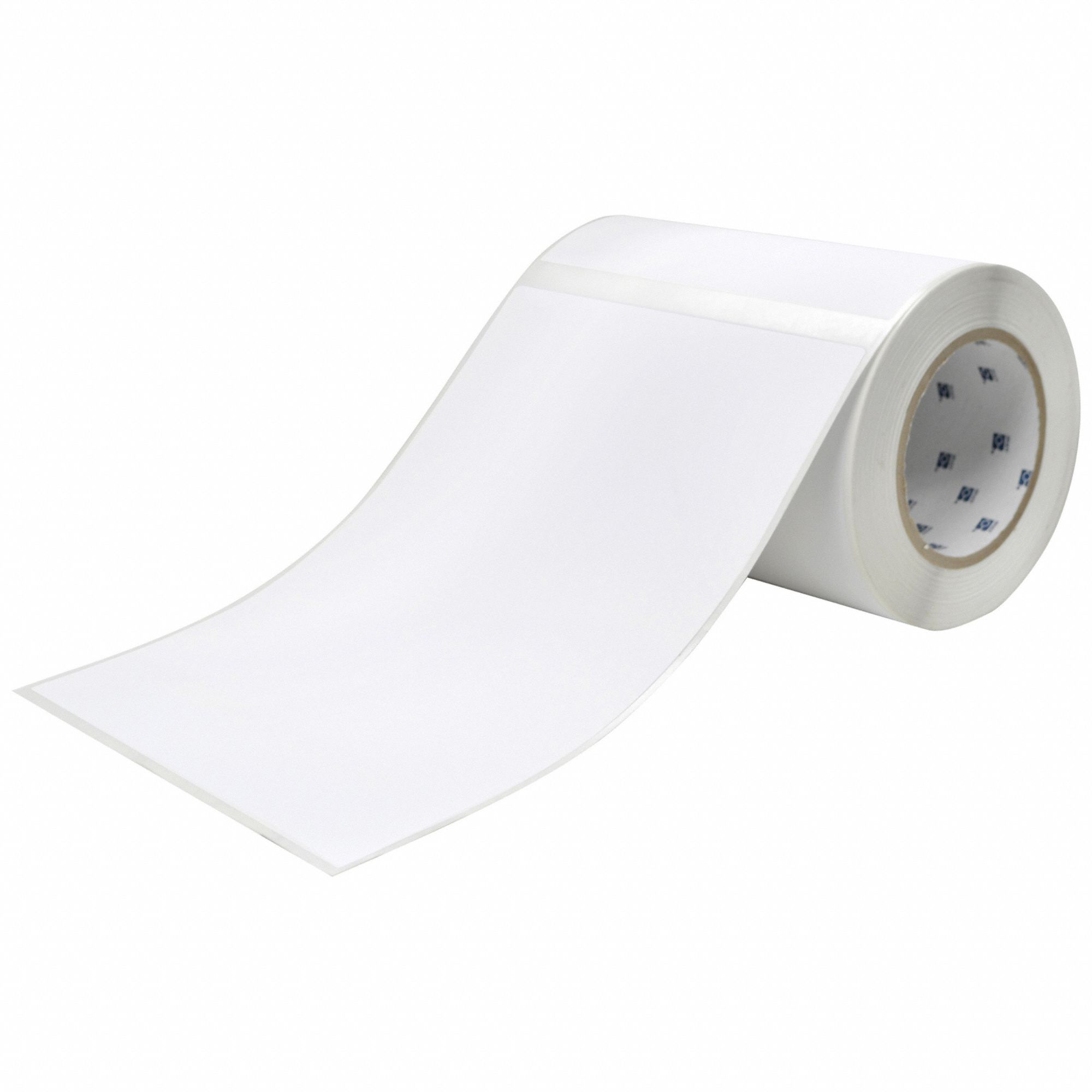 Pre-Cut Label Stock Roll: 10 in Label Ht, 7 in Label Wd, 10 in Roll Lg, White, 100 Labels per Roll