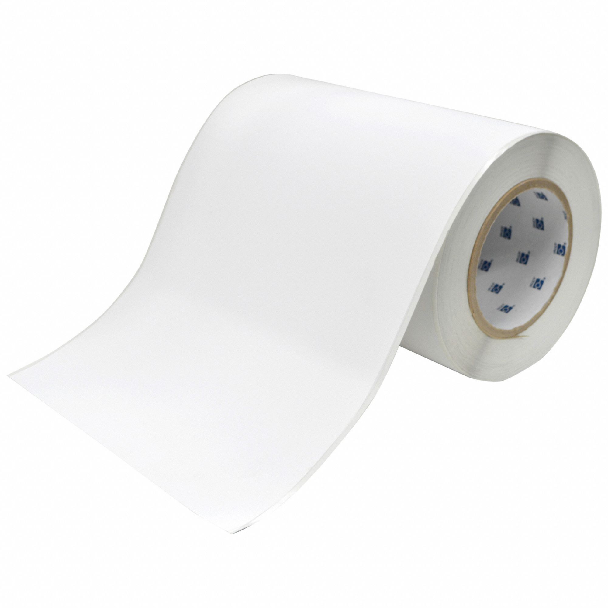 Pre-Cut Label Stock Roll: 8 in Label Wd, 100 ft Roll Lg, Autoclavable Cryogenic Polypropylene, White
