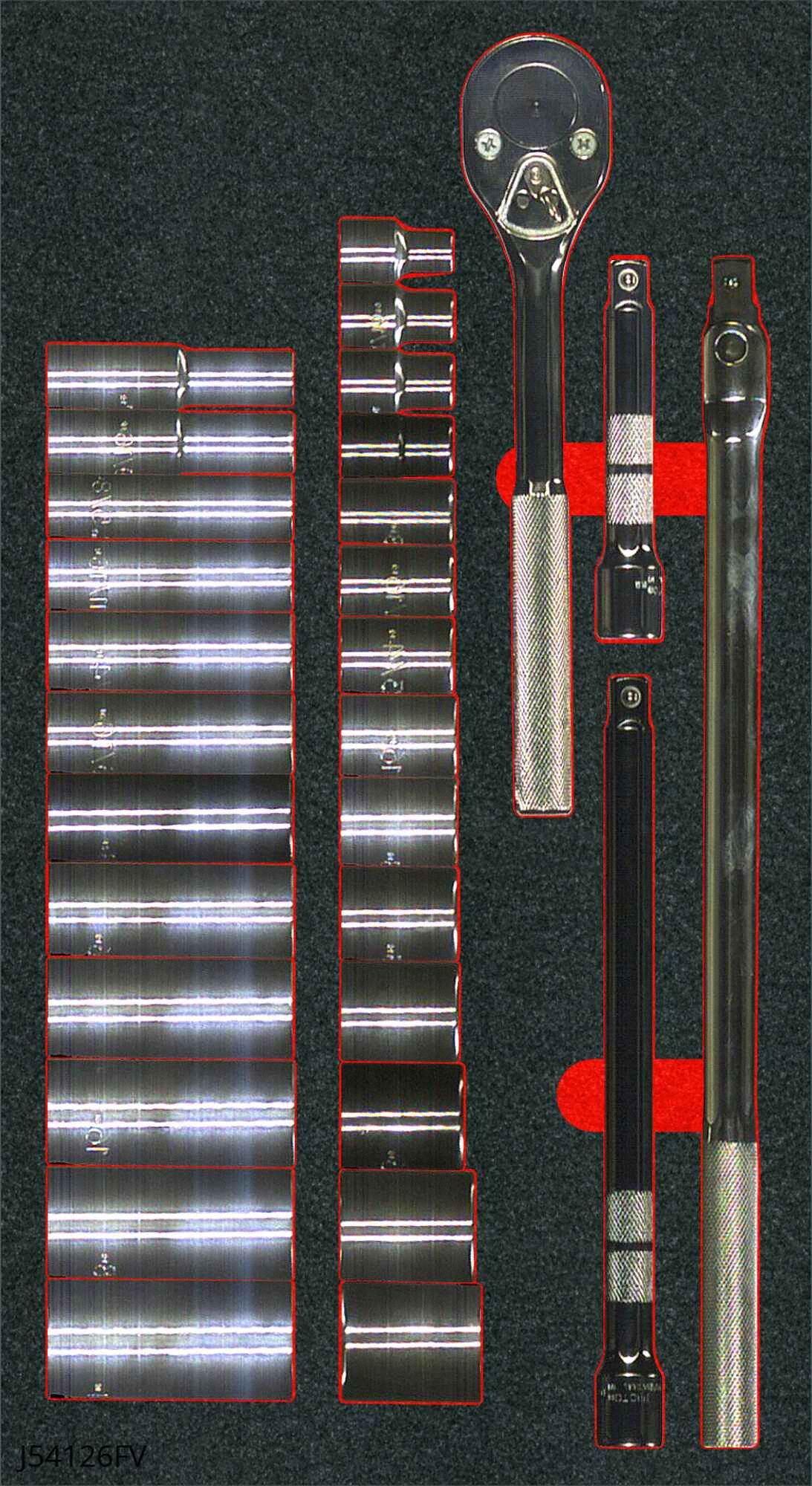 SOCKET SETS,1/2 IN DRIVE,POLISHED