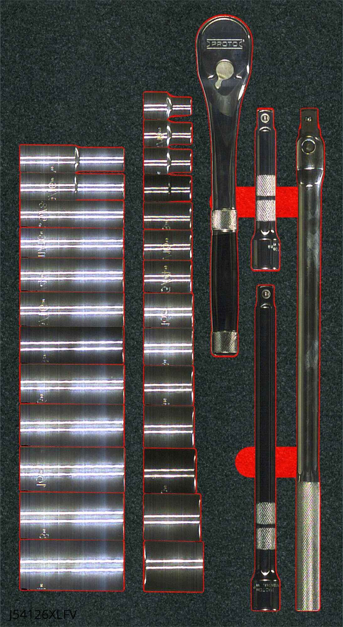 SOCKET SETS,1/2 IN DRIVE,POLISHED