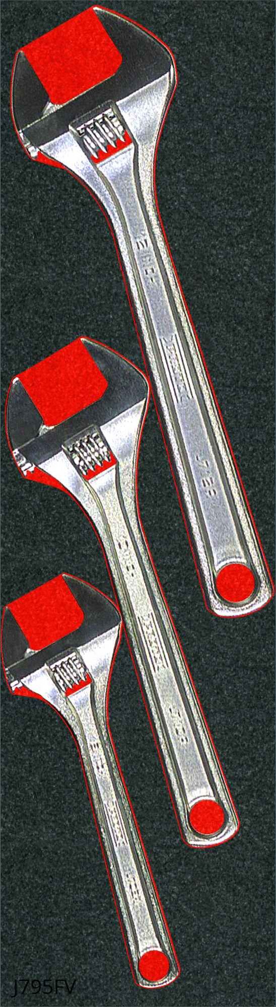ADJUSTABLE WRENCH, ALLOY STEEL, PLAIN GRIP, 8 IN TO 12 IN