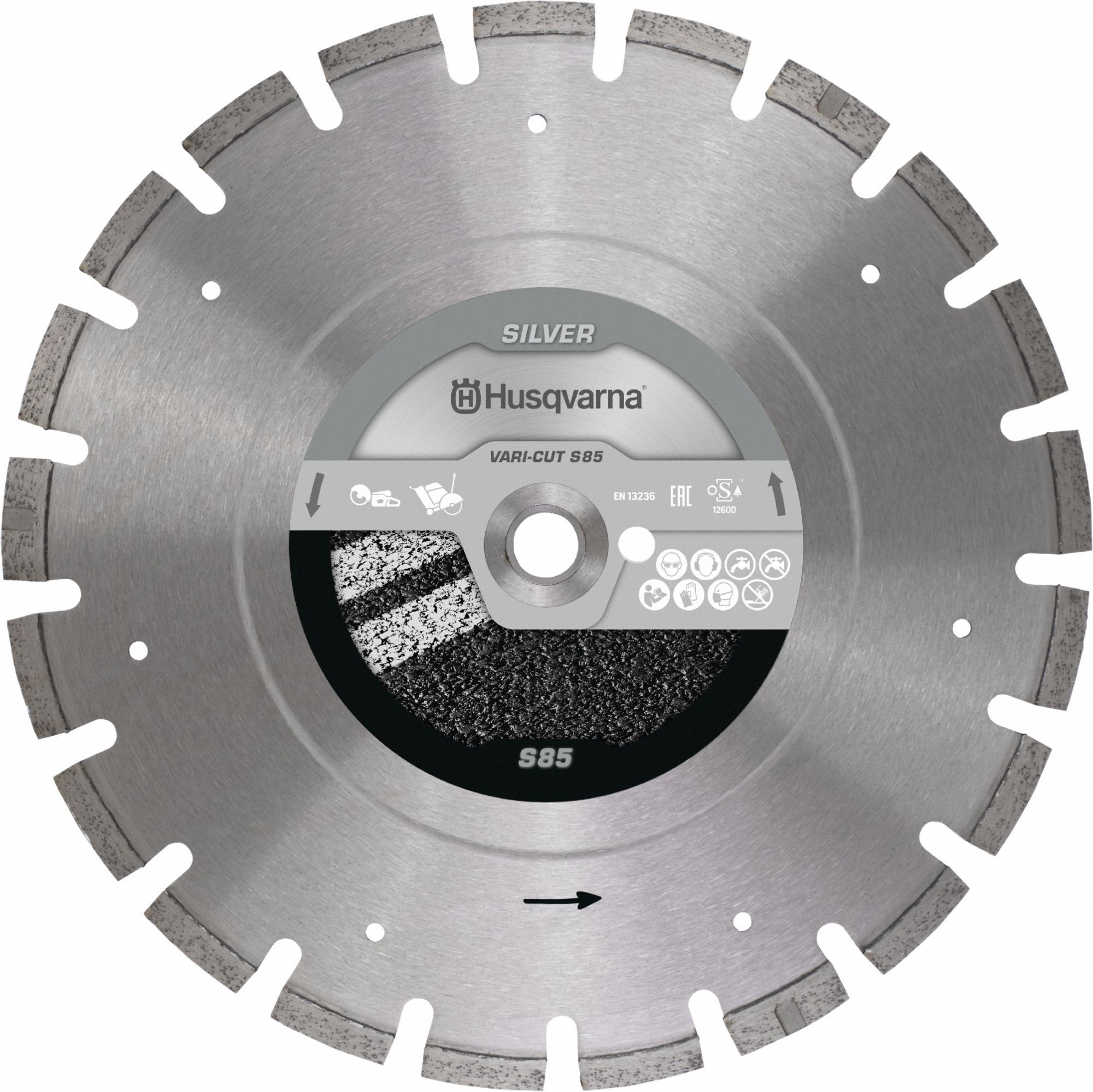 Diamond Saw Blade: Asphalt/Green Concrete, 14 in Blade Dia., 1 in Arbor Size, Wet/Dry