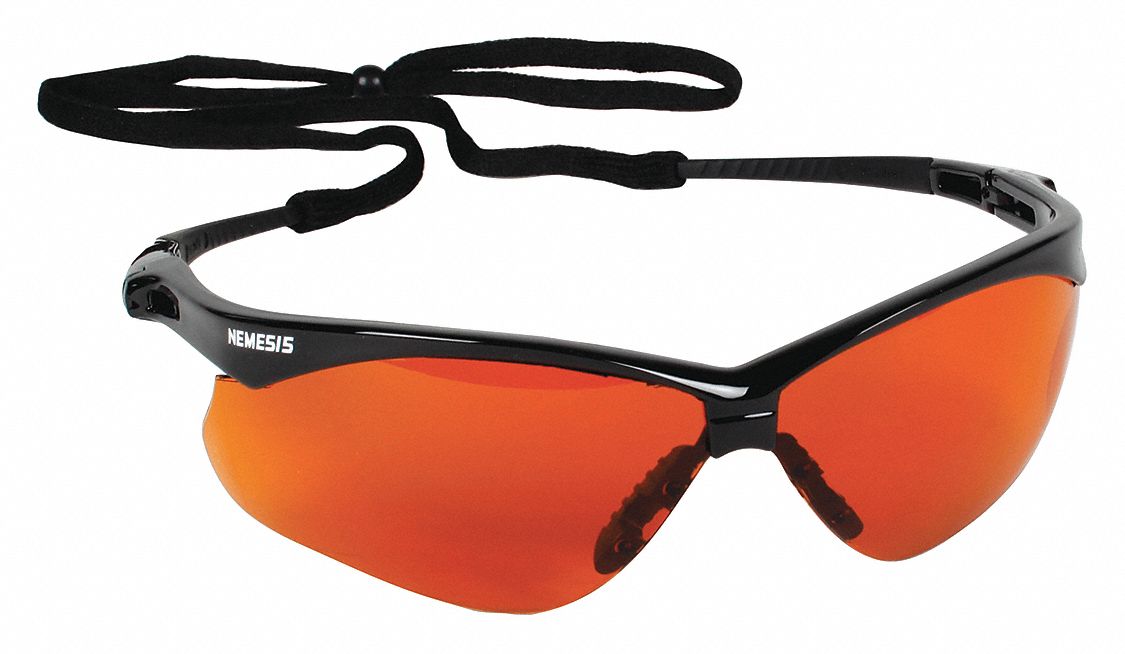 LUNETTES SEC UNISEXES A/ CORDON, RÉSISTANTES AUX RAYURES/PROTECTION ANTI-UV, CSA, NOIR, PC/PLASTIQUE