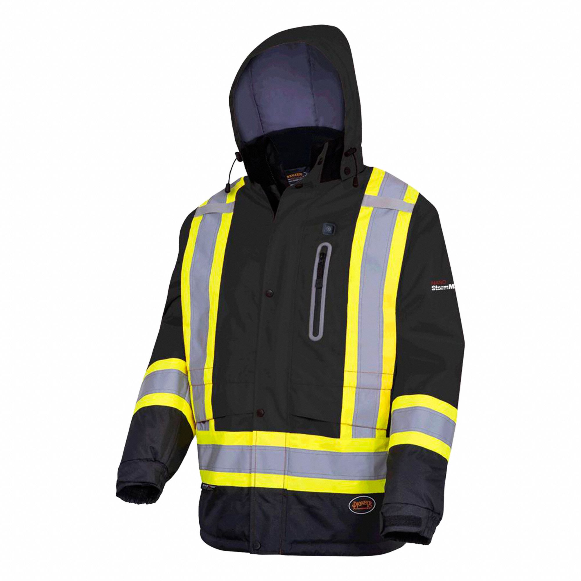 HIGH VISIBILITY JACKET,MALE,BLACK,SZ XL