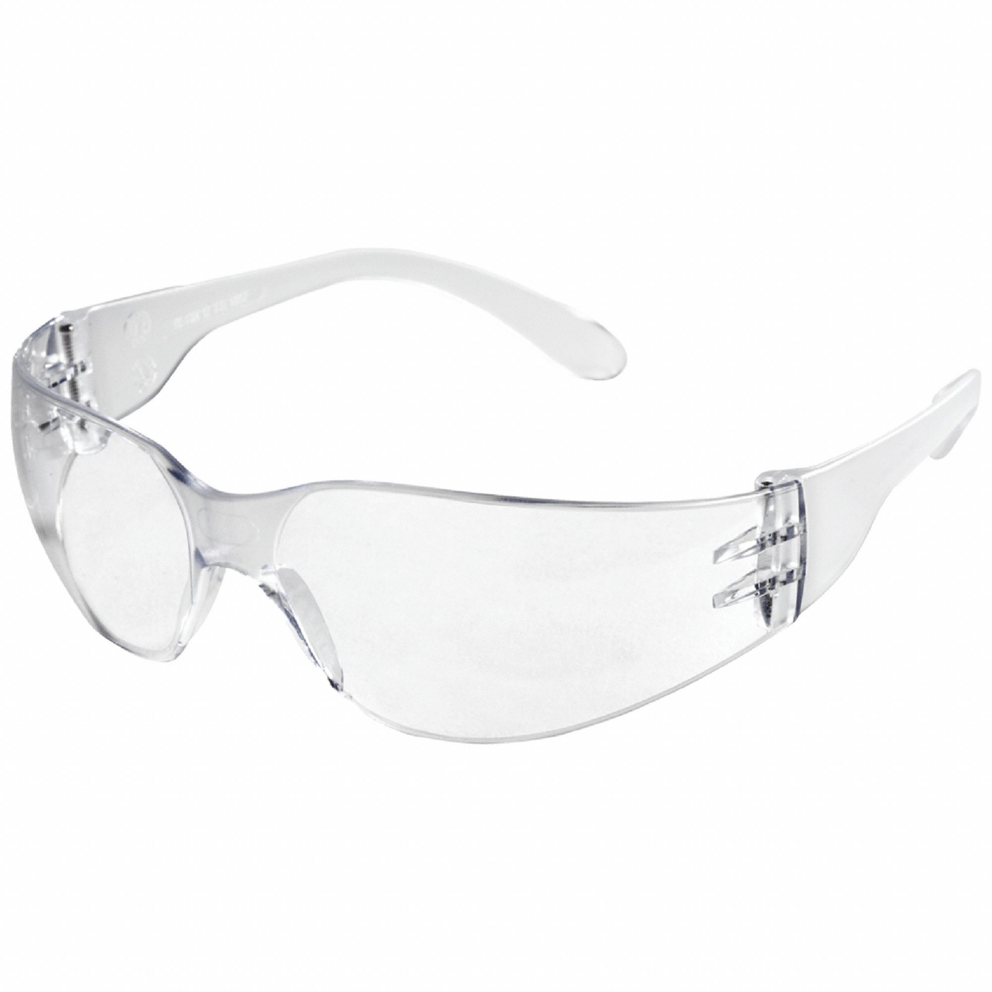 SAFETY GLASSES, FRAMELESS, WRAPAROUND, PC, ANTI-SCRATCH, CLEAR, CSA, UV, M