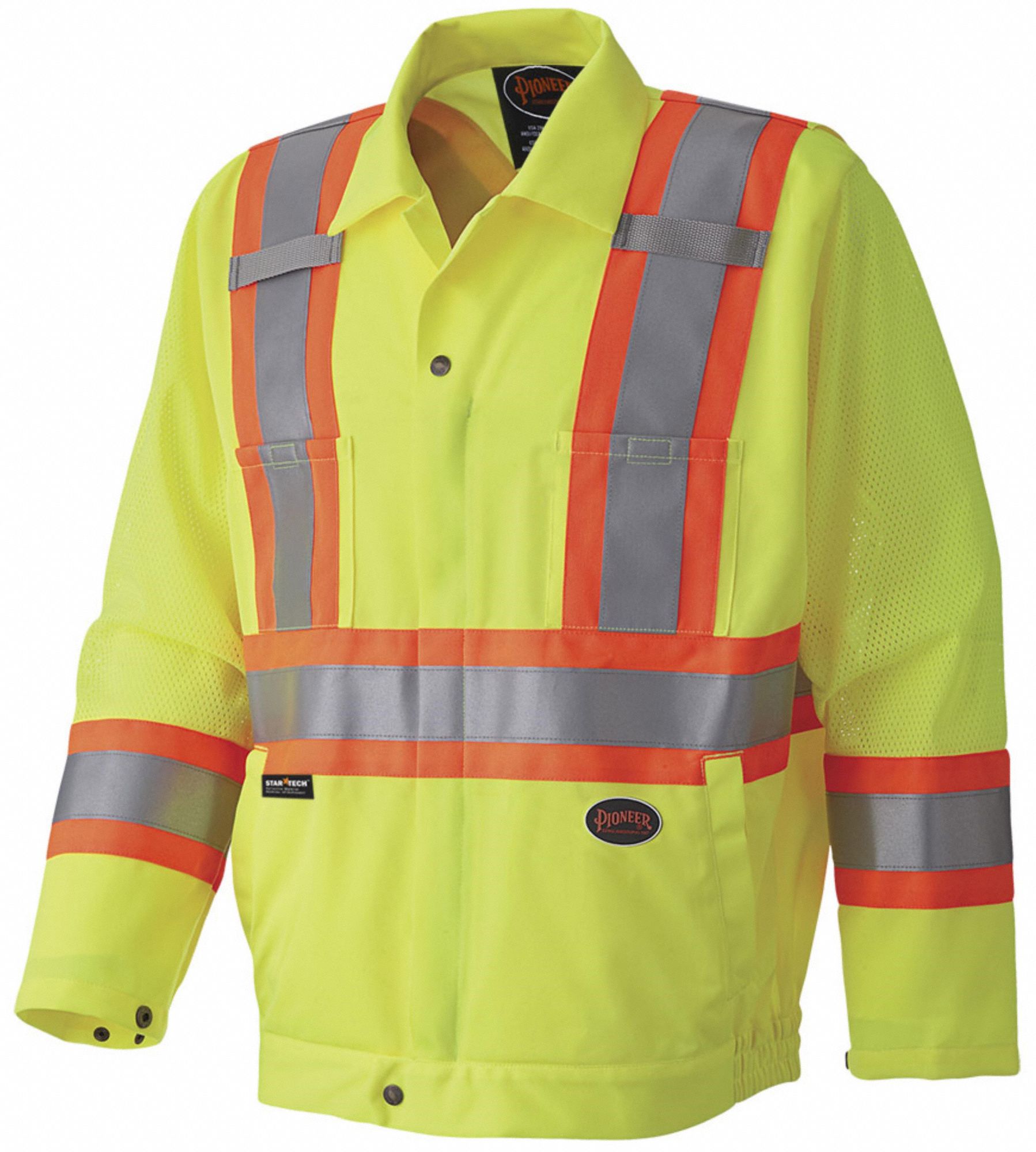 UNISEX 5016 JACKET, 4XL, YELLOW/GREEN/BLACK, POLYESTER, STARTECH REFLECTIVE, ZIPPER