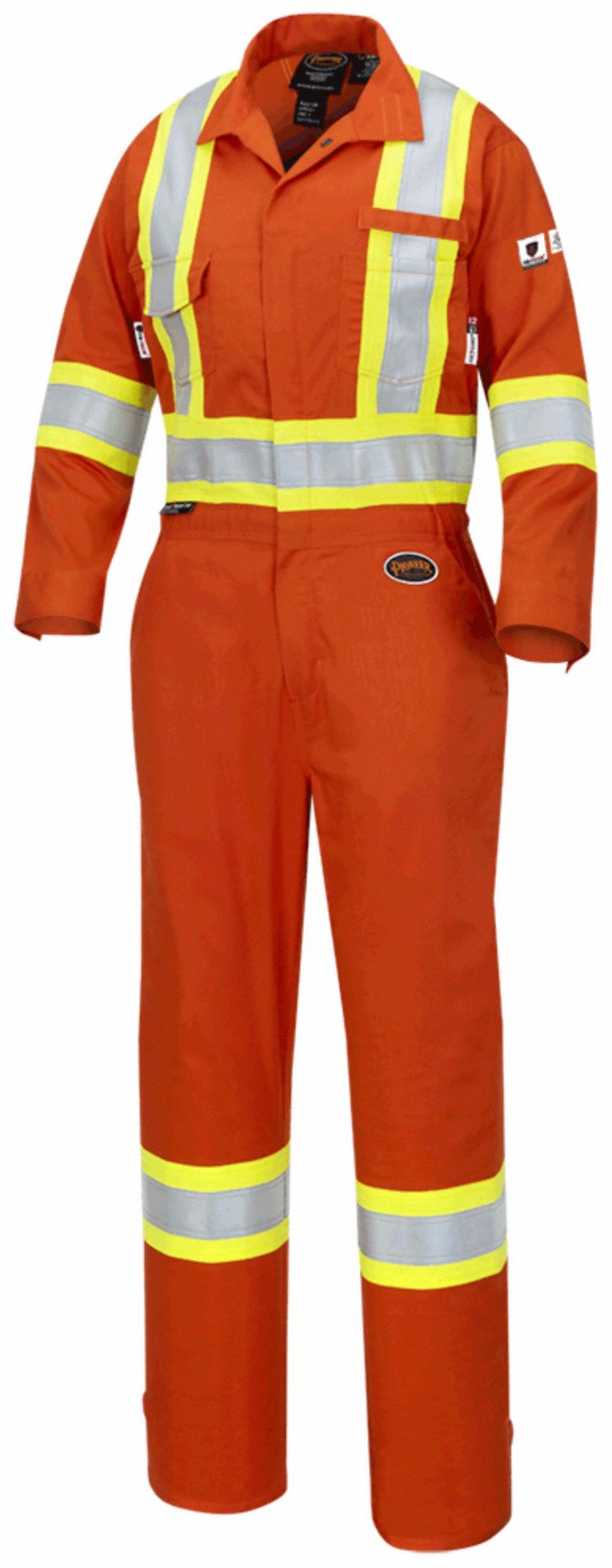 WOMEN'S COVERALLS, 3XL, ORANGE, 7 OZ FABRIC WEIGHT, HI-VIS, FLIP UP COLLAR