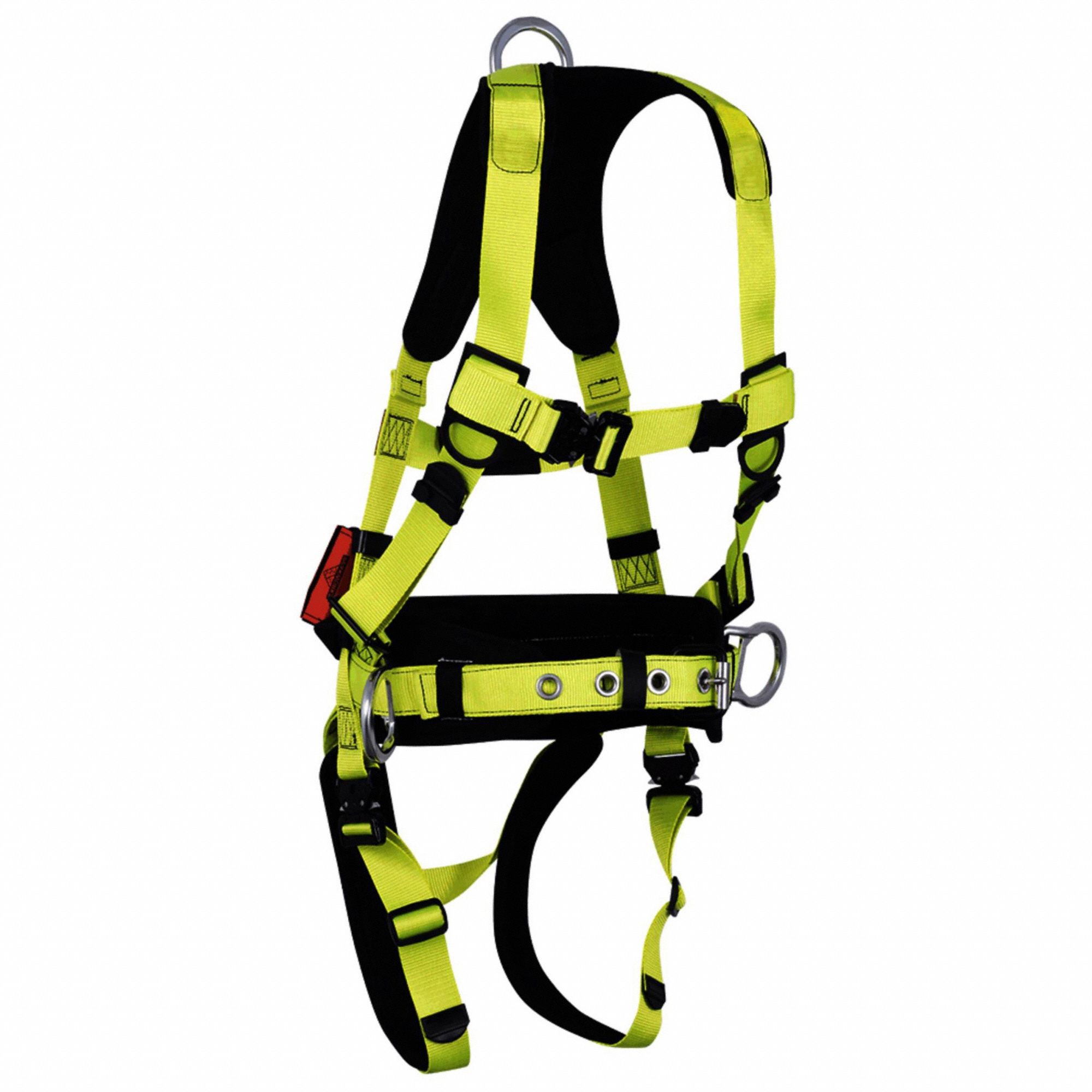 FALL PROTECTION HARNESS, M, NECK/LOWER BACK/THIGH PAD, POLYESTER WEBBING, 310 LB