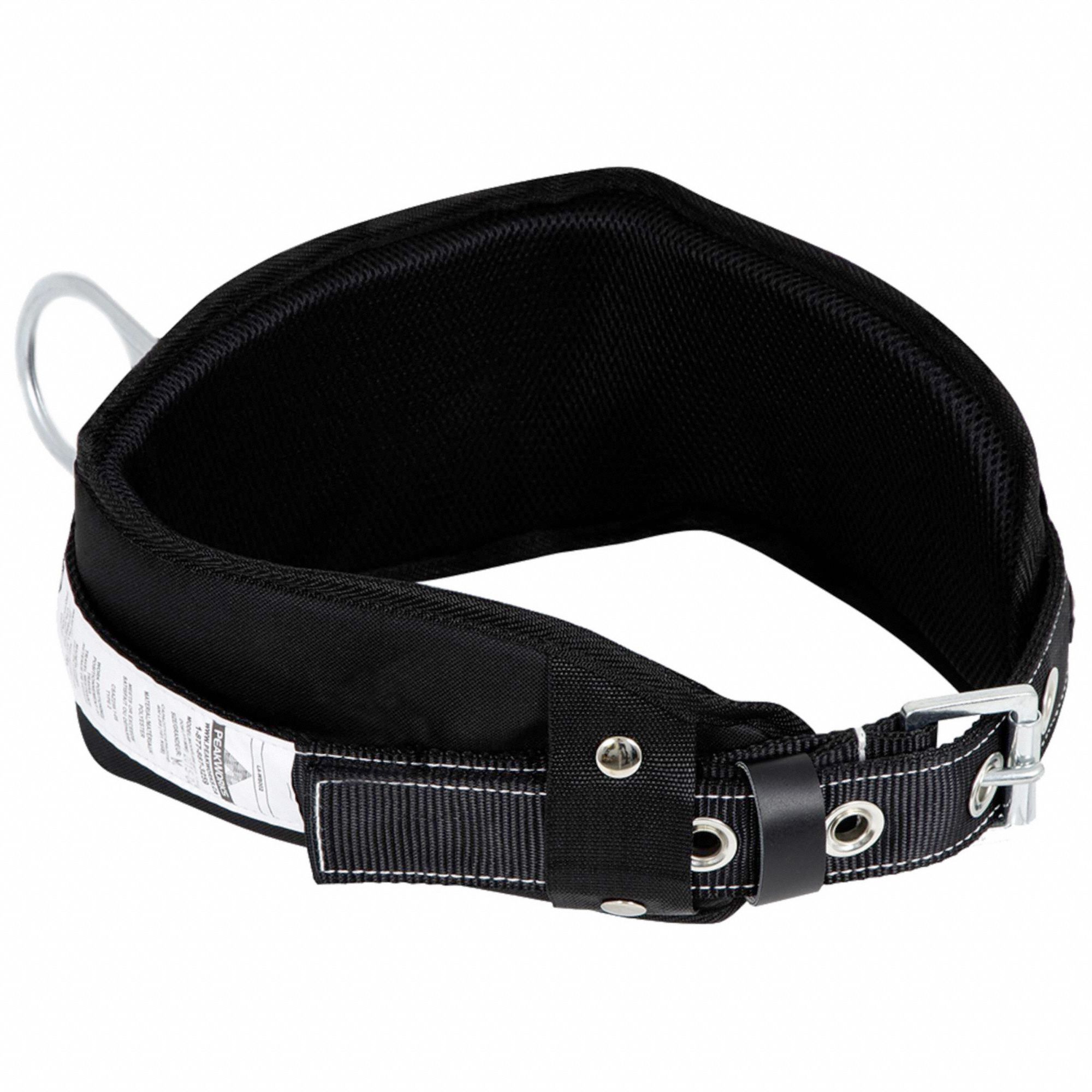 SAFETY BODY BELT, S, 1 BACK D-RING, TONGUE BUCKLE, 310 LB CAPACITY, STEEL HARDWARE