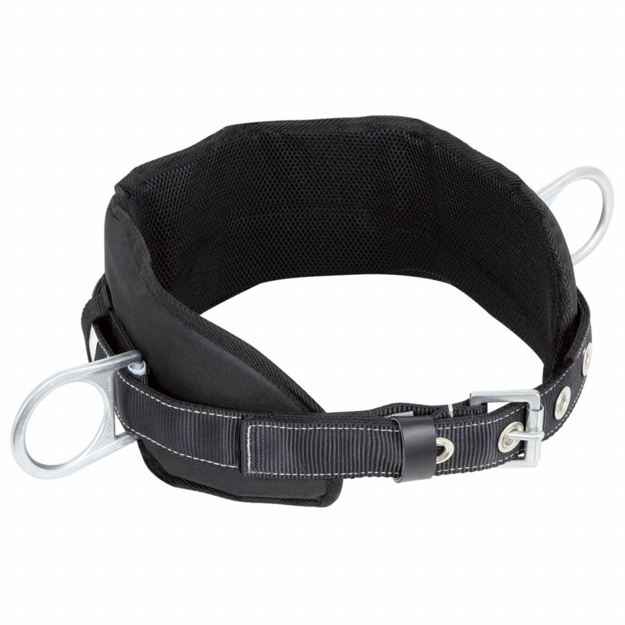 BODY BELT, M, 2 D-RINGS, POLYESTER WEBBING, STEEL HARDWARE, SHOULDER D-RING, 310 LB