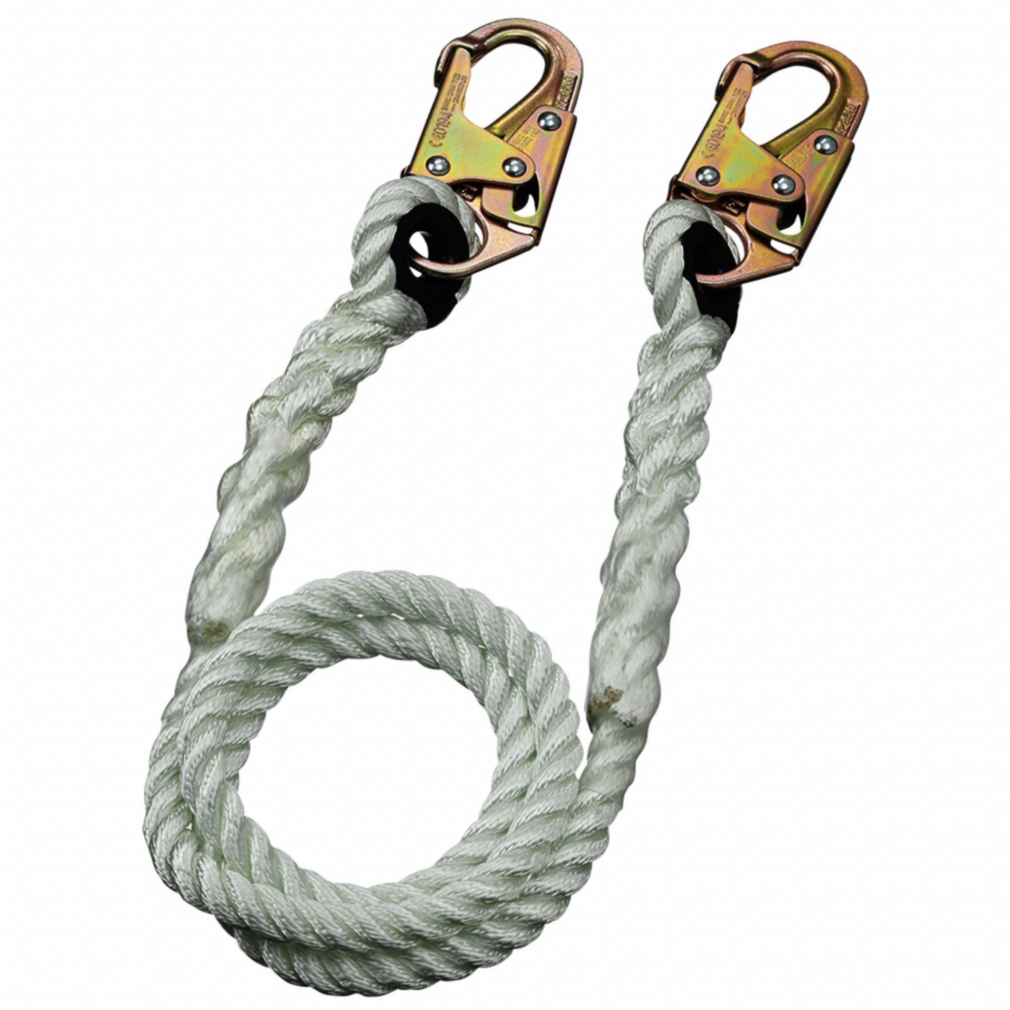 RESTRAINT LANYARD, POLYESTER, STEEL HARDWARE, 4 FT L, 310 LB CAPACITY, WHITE