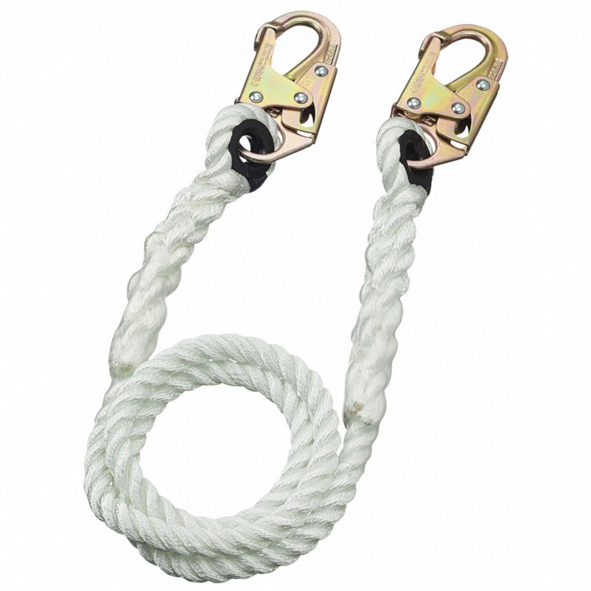 RESTRAINT LANYARD, POLYESTER, STEEL HARDWARE, 6 FT L, 310 LB CAPACITY, WHITE