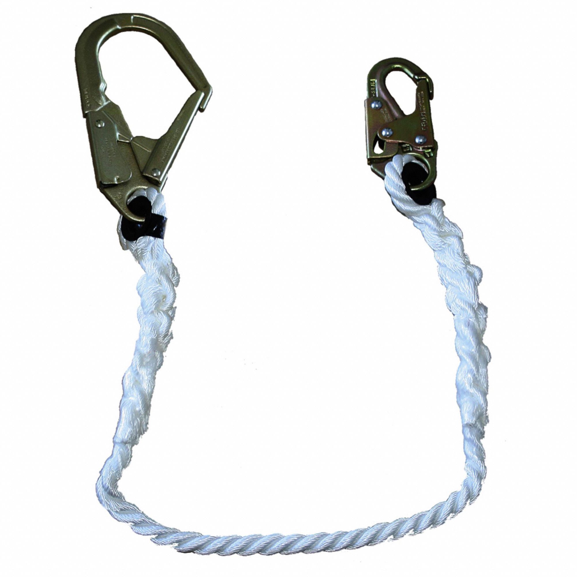 RESTRAINT LANYARD, POLYESTER, STEEL HARDWARE, 4 FT L, 310 LB CAPACITY, WHITE