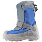 WINTER OVERSHOES, MENS, PLAIN TOE/LUG W/STUDS, GREY/BL, 14 IN H, MED, SZ 7.5 TO 8.5, NYLON/RUBBER