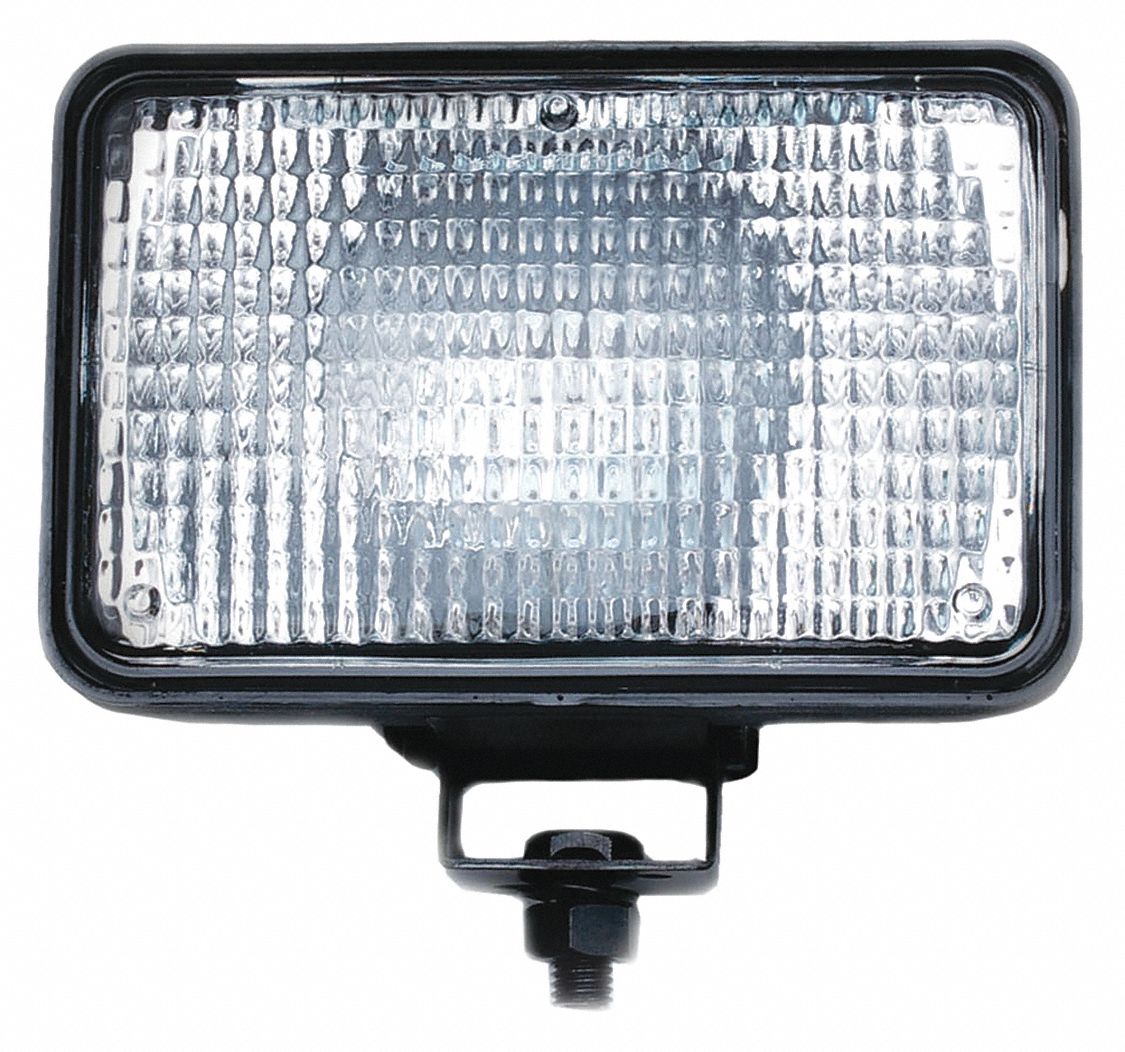 JETCO HALOGEN WORK LIGHT, RECT, FLOOD, 12 V DC, CLEAR/BLK, 8 1/5 X 3 3/