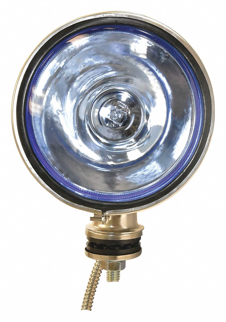 JETCO HALOGEN WORK LIGHT, ROUND, SPOT, 12 V DC, BLUE/CHROME, 9 1/2 X 12