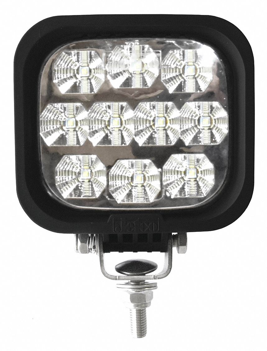 JETCO LED WORK LIGHT, SQ, FLOOD, 12 TO 32 V DC, CLEAR/BLK, 7 X 3 3/4 X