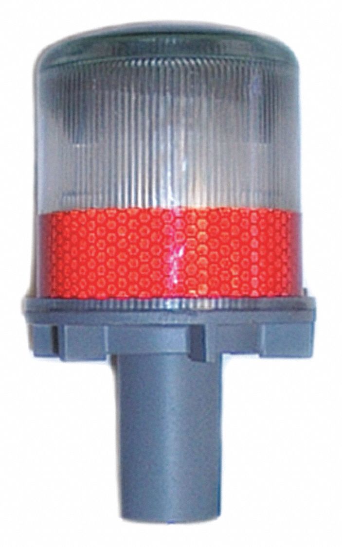 STROBE, BRACKET, 3 LEDS, SOLAR, RED, 6.2 IN, 3.54 IN, POLYCARBONATE, PLASTIC