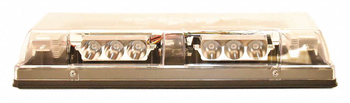 STROBE LIGHT, RECTANGULAR, 18 LEDS, 12 TO 36 VDC, CLEAR, 6 1/2 X 17 1/4 X 4 19/64 IN, PC, PLASTIC