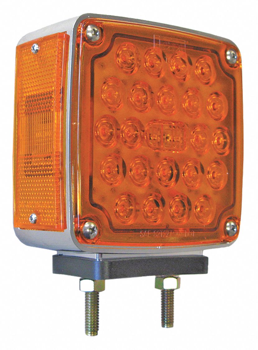 PEDESTAL LAMP, SQUARE, 12 V, AMBER/BLACK, 6 45/64 X 7 3/16 X 9 19/32 X 2 1/4 IN, PC/RUBBER