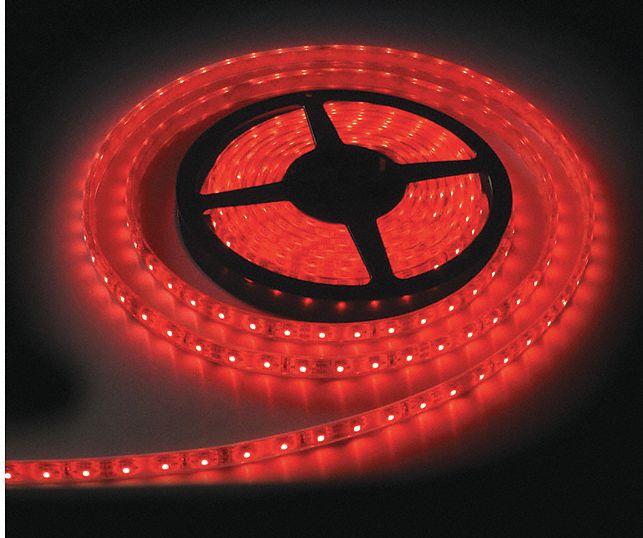 LED STRIP LIGHT, 12 V/2.7 A, 60 DIODES/M, ADHESIVE, RED/BLACK, 5 M L, PUR/AL