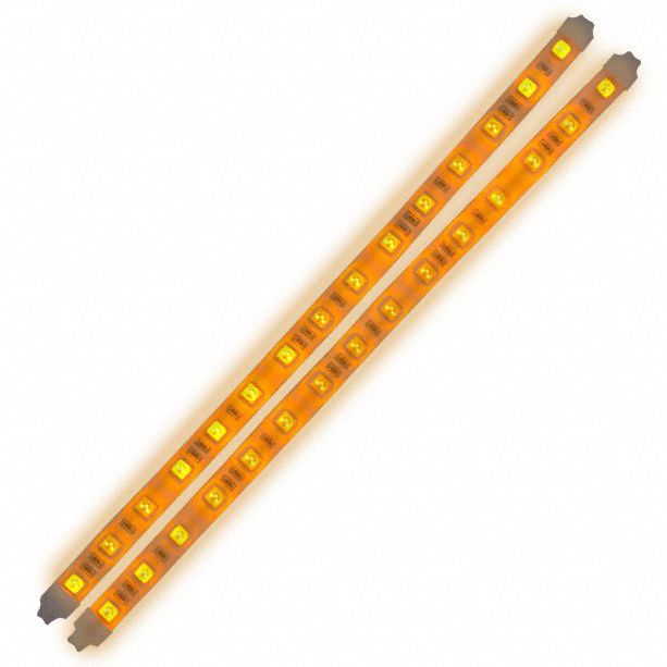 STRIP LIGHTING, 12V, POLYURETHANE, AMBER, ADHESIVE MOUNT, LED, FLAT, 2-WIRE (DIRECT), 20,000 HR LAMP LIFE, 260 X 10 MM